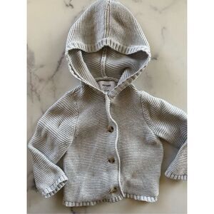 Old Navy 12-18 month waffle knit grey hooded button up cardigan baby unisex swea